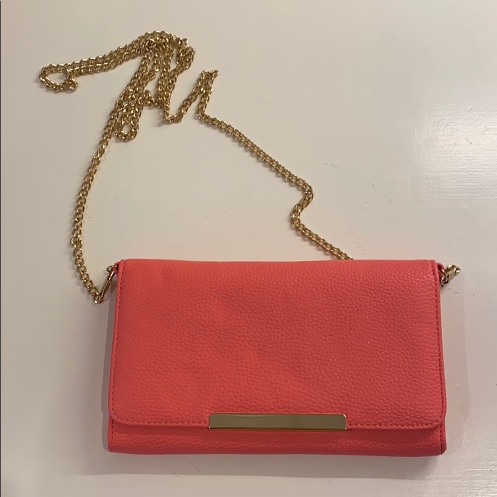 Pink Crossbody Purse with Gold Chain